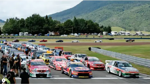  ?? ?? 1. Lowndes out in front in the Camaro during a demo run; 2. One of the many guest drivers at the event – Craig Lowndes; 3. Greg Murphy in the Zakspeed Escort; 4. Holden All-Comers – won by Brady Wild; 5. Holdens on parade;
6. Stephen Richards chasing down Andy Greenslade; 7. Steve Ross dominated the F5000 races in the McRae GM1; 8. A packed grid for the Toyota Race Series.