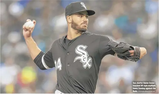  ?? STEPHEN BRASHEAR/AP ?? Sox starter Dylan Cease touched 99 mph multiple times Sunday against the Reds.