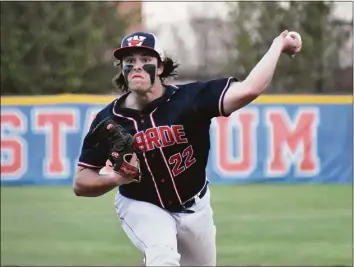  ?? Pete Paguaga / Hearst Connecticu­t Media ?? Fairfield Warde’s Zach Broderick pitches against Westhill at Cubeta Stadium in Stamford on April 29.