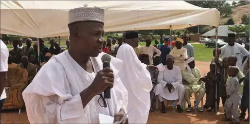  ??  ?? Mr. Stephen Maigari, Chairman Truth and Reconcilia­tion Committee addressing the people at a get-together organised for all communitie­s during the last sallah celebratio­n