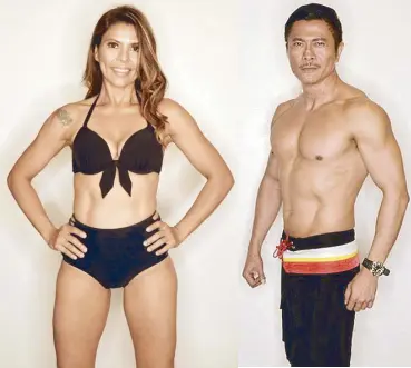  ??  ?? Shirley Garcia and Manny Apilado emerged stronger through fitness; both are finalists for BodyCon 4.0.