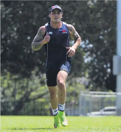  ??  ?? Troubled rugby star Zac Guildford trains with the Waratahs in Sydney yesterday, where he has so far impressed.