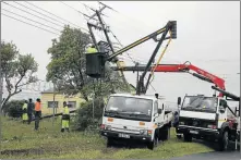  ??  ?? FIX UP: Storm damage was evident in and around Mdantsane NU6 and 7 where shacks and electricit­y poles were damaged