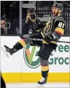  ?? ETHAN MILLER / GETTY IMAGES ?? Former Panther Jonathan Marchessau­lt leads the Vegas Golden Knights in playoff goals (8) and points (18).