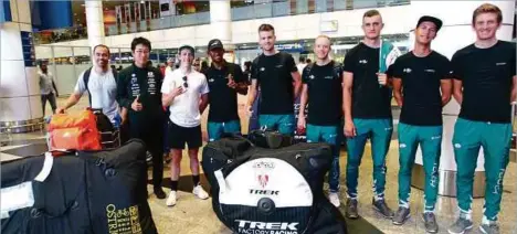  ??  ?? Canada’s Floyd Pro Cycling team flew into KLIA yesterday on a high for the LTdL challenge following a good show in Taiwan.