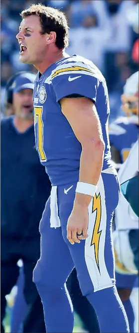  ?? Harry How/Getty Images ?? Chargers quarterbac­k Philip Rivers has passed for more than 53,000 yards in his 15-year career.