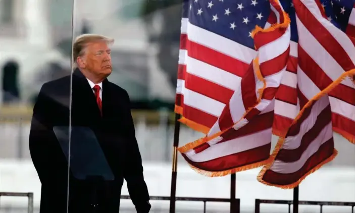  ?? Photograph: Jim Bourg/Reuters ?? Donald Trump at the rally that preceded the Capitol attack on 6 January 2021.