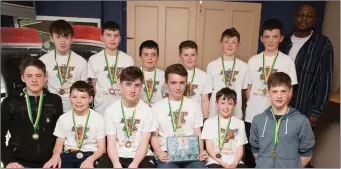  ??  ?? The Ballymacel­ligott Bobcats team who were presented with their medals at the KABB Awads at Kingdom Greyhound Stadium, Tralee