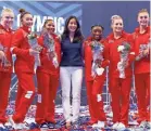 ?? JAMIE SQUIRE/GETTY IMAGES ?? Li Li Leung, with the women’s team representi­ng the USA in Tokyo, is the fourth CEO for USA Gymnastics in the past five years. She promises a change in culture.