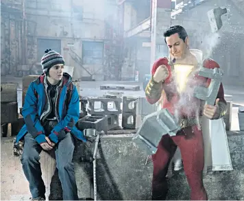  ??  ?? Child’s idea of an adult: Zachary Levi, right, and Jack Dylan Grazer in Shazam!