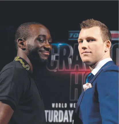  ??  ?? SQUARING OFF: Terence Crawford and Jeff Horn ahead of their world title fight in Las Vegas.