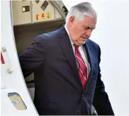  ?? US secretary of state Rex Tillerson arrives in Mexico City on Wednesday. — AFP ??