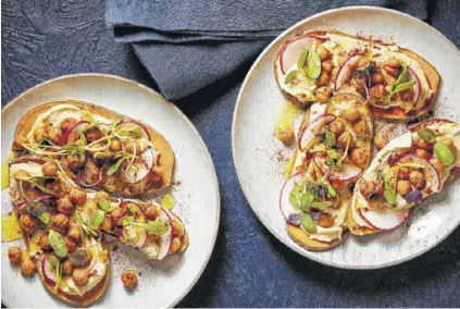  ?? Tom Mccorkle / Washington Post ?? Sweet Potato Toasts with Hummus, Radish and Sunflower Sprouts