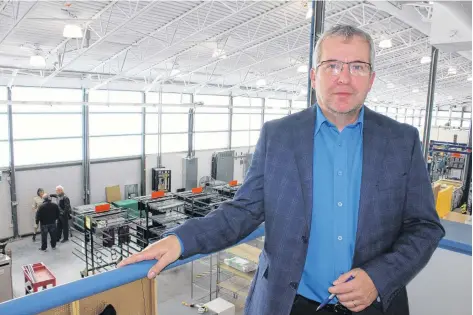  ?? CHRIS SHANNON/CAPE BRETON POST ?? Steve Lilley, president and CEO of Protocase Inc., is expecting to see an increase in client contracts, particular­ly for the aerospace and defence sectors, following the $4.5-million expansion of Protocase building two located on Ferry Street in Sydney. The company, which has a full-time workforce of more than 200 people, has had recent year-over-year growth of about 30 per cent. The view of the expanded Protocase building two in the above photo shows the building’s Solera Wall windows, an innovative glass technology manufactur­ed by Sydney company Advanced Glazings Ltd.