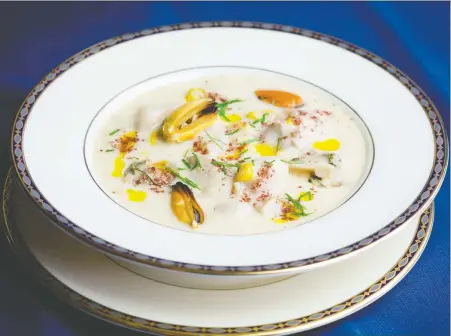  ??  ?? Chef Ned Bell's seafood chowder calls for a fresh, bright white wine to complement the delicate flavours.