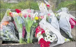  ??  ?? Floral tributes laid at the scene of Lucy’s death