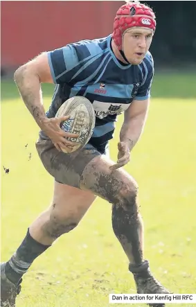  ??  ?? Dan in action for Kenfig Hill RFC