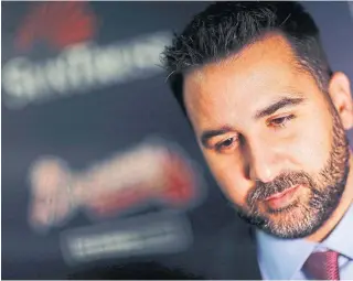  ?? DAVID GOLDMAN THE ASSOCIATED PRESS FILE PHOTO ?? Former Toronto Blue Jays general manager Alex Anthopoulo­s, now with Atlanta, says he “misspoke” when he told reporters he had a sense of other clubs’ plans for free agency.
