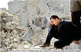  ??  ?? Ballistic missile strikes on Aleppo signal new escalation in Syria war (Representa­tional Image)