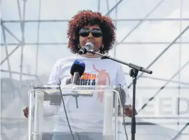  ?? Pictures: Yeshiel Panciha ?? LEGACY. Ndileka Mandela, Nelson Mandela’s eldest granddaugh­ter, gives a speech at the Freedom Movement rally in Caledonian Stadium, Pretoria.