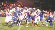  ?? STAFF PHOTO BY AJ MASON ?? Thomas Stone senior Taejon Gray runs for extra yardage in Friday’s 41-18 loss to the visiting North Point Eagles in a SMAC nondivisio­n football contest. Gray finished with five catches for 65 yards.