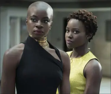  ?? MARVEL STUDIOS ?? Danai Gurira, left, and Lupita Nyong’o are on a mission in a scene from “Black Panther.”