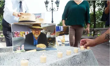  ??  ?? Journalist­s from the state of Nuevo Leon pay tribute to Valdez, on the first anniversar­y of his murder, in Monterrey, Nuevo Leon, Mexico. — AFP photo