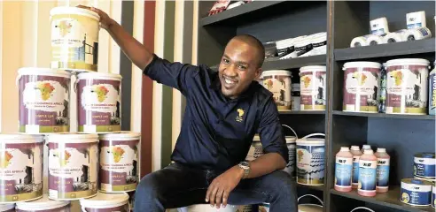  ?? Pictures: Thapelo Morebudi ?? Bonga Masoka, founder of Splash Coating Africa, has stores in three Gauteng townships. He was mentioned by Gauteng premier Panyaza Lesufi as a success story in the administra­tion’s quest to revive township economies.