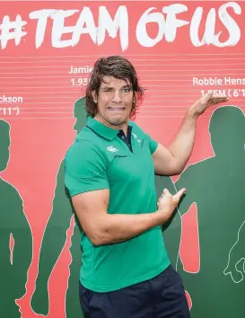  ??  ?? Donncha O’Callaghan, in Dublin yesterday for the launch of the #TeamOfUs shirt swap initiative, is expecting big things from the Rassie Erasmus regime