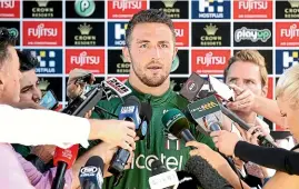  ?? GETTY IMAGES ?? South Sydney captain Sam Burgess meets the media to discuss the sexting investigat­ion.