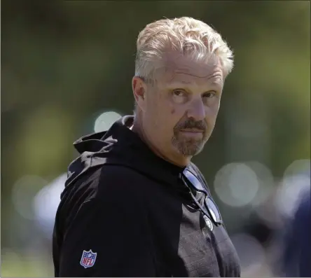  ?? JULIO CORTEZ - THE ASSOCIATED PRESS ?? FILE - In this June 4, 2019, file photo, New York Jets defensive coordinato­r Gregg Williams looks on as his players run drills at the team’s NFL football training facility in Florham Park, N.J.