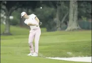  ?? MARK HUMPHREY — THE ASSOCIATED PRESS ?? Justin Thomas hits from the rough on the 16th hole during the final round of the World Golf Championsh­ip-FedEx St. Jude Invitation­al on Aug. 2 in Memphis, Tenn.