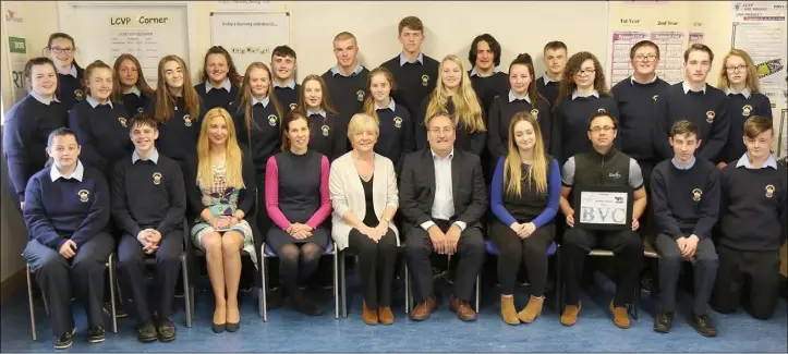  ??  ?? LCVP programme students pictured with principal Jay Murphy, teachers and Slaney Meats staff members at the conclusion of the Bunclody Vocational College/Slaney Meats Programme