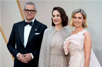  ?? ?? Hugh Bonneville, Michelle Dockery and Laura Carmichael at the Downton Abbey premiere