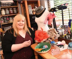  ?? Aime O’Shea, Killorglin, working at home on one of her creations and whose Hat is in London Hat Week. Photo by Michelle Cooper Galvin ??