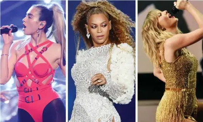  ??  ?? Dua Lipa, Beyoncé and Taylor Swift. Composite: Getty