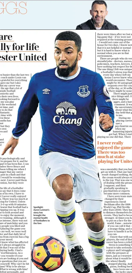  ??  ?? Spotlight: Aaron Lennon’s story has brought the mental health of footballer­s to the fore