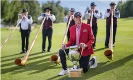  ?? Photograph: Fabrice Coffrini/AFP/Getty Images ?? Sweden's Ludvig Åberg won the European Masters trophy in Switzerlan­d, making himself an option Luke Donald could not ignore.