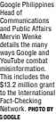  ?? GOOGLE PHOTO BY ?? Google Philippine­s Head of Communicat­ions and Public Affairs Mervin Wenke details the many ways Google and Youtube combat misinforma­tion. This includes the $13.2 million grant to the Internatio­nal Fact-checking Network.