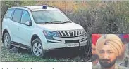  ?? HT ?? (Inset) Salwinder Singh, Gurdaspur superinten­dent of police (headquarte­rs) and his Innova that was later recovered by the police.