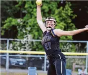  ?? Pete Paguaga/Hearst Connecticu­t Media ?? Ellington’s Camryn Fisher during the Class L softball finals between Masuk and Ellington at West Haven High School on June 5.