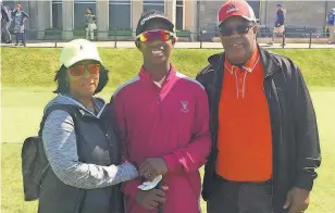  ??  ?? Judy Carter Davis, son Ian and husband Dwight. When it comes to golf, the family’s all in.