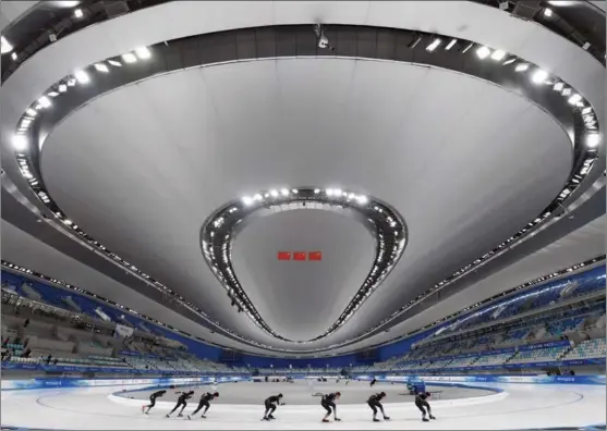  ?? PHOTOS BY WEI XIAOHAO / CHINA DAILY ?? The newly built National Speed Skating Oval played host to local athletes last week as part of the 10-day ‘Experience Beijing’ ice sports test program — a series of events designed to prepare venues for next year’s Winter Olympics.