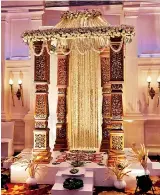  ??  ?? Exotic backdrops for different wedding ceremonies. Pix by M.A. Pushpa Kumara