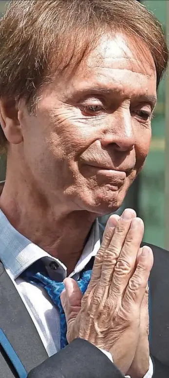  ??  ?? Thankful: Sir Cliff Richard after the High Court verdict yesterday