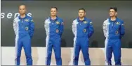  ?? ?? Astronauts-designate Shubanshu Shukla, Prashanth Balakrishn­an Nair, Angad Prathap and Ajit Krishnan who have been selected to be the astronauts on India’s first crewed mission to space ‘Gaganyaan Mission’, at the Vikram Sarabhai Space Centre, in Thiruvanan­thapuram, on Tuesday