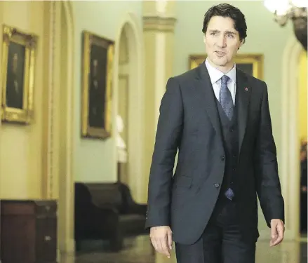  ?? ALEX WONG / GETTY IMAGES ?? Prime Minister Justin Trudeau, seen here arriving for a meeting with members of the U. S. Senate March 10, appointed seven new Canadian senators, to a lack of excitement, Kelly McParland writes.