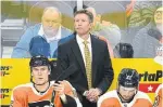  ?? ANDY LEWIS ICON SPORTSWIRE VIA GETTY IMAGES ?? Head coach Dave Hakstol was fired by the Flyers on Monday. Philadelph­ia went 134-101-42 under Hakstol and made the playoffs twice.