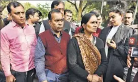  ??  ?? Asha Devi, mother of the victim of the Decelmber 2012 gang rape case, exits Delhi High Court after a hearing in the case in New Delhi on Wednesday. SANCHIT KHANNA/HT PHOTO