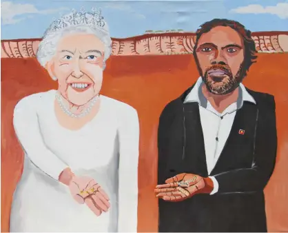  ??  ?? Queen Elizabeth and Vincent (on country), 2018. Courtesy of the artist and Iwantja Arts